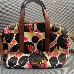nWOT Fossil Cactus print leather Satchel
